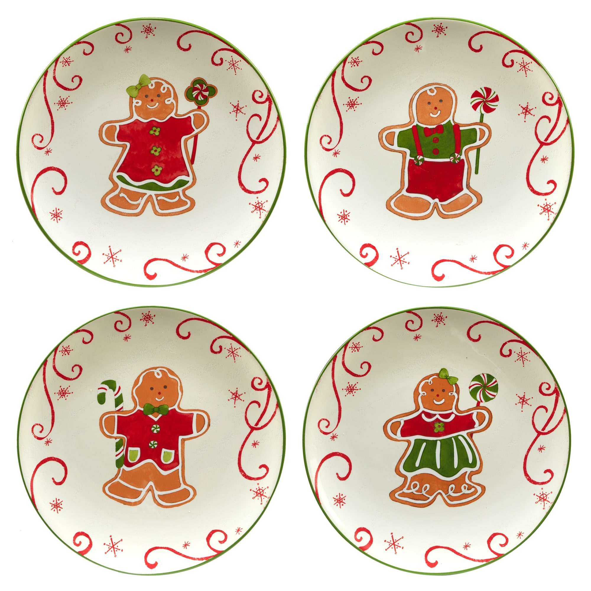 Certified International Holiday Magic Gingerbread 9" Dessert/Salad Plates, Set of 4
