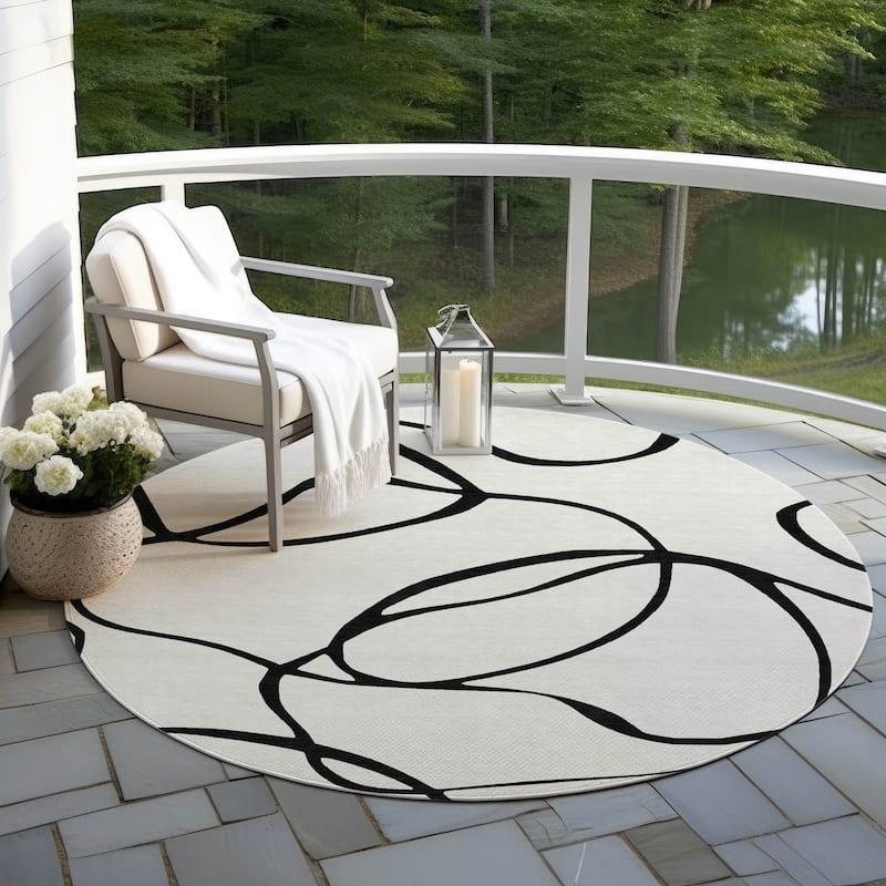 Machine Washable Indoor/ Outdoor Abstract Modern Chantille Rug