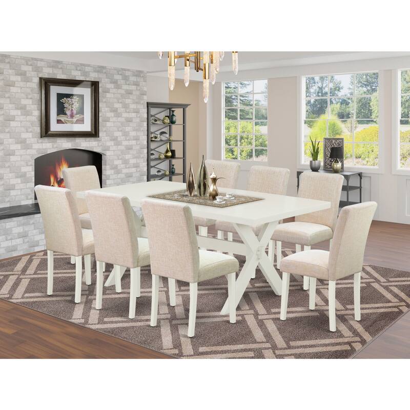 Modern 9-Piece Dinette Set - Padded Parson Chairs & Dining Table - Hardwood Structure