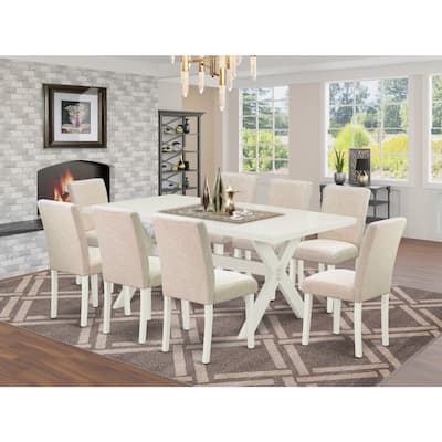 Modern 9-Piece Dinette Set - Padded Parson Chairs & Dining Table - Hardwood Structure