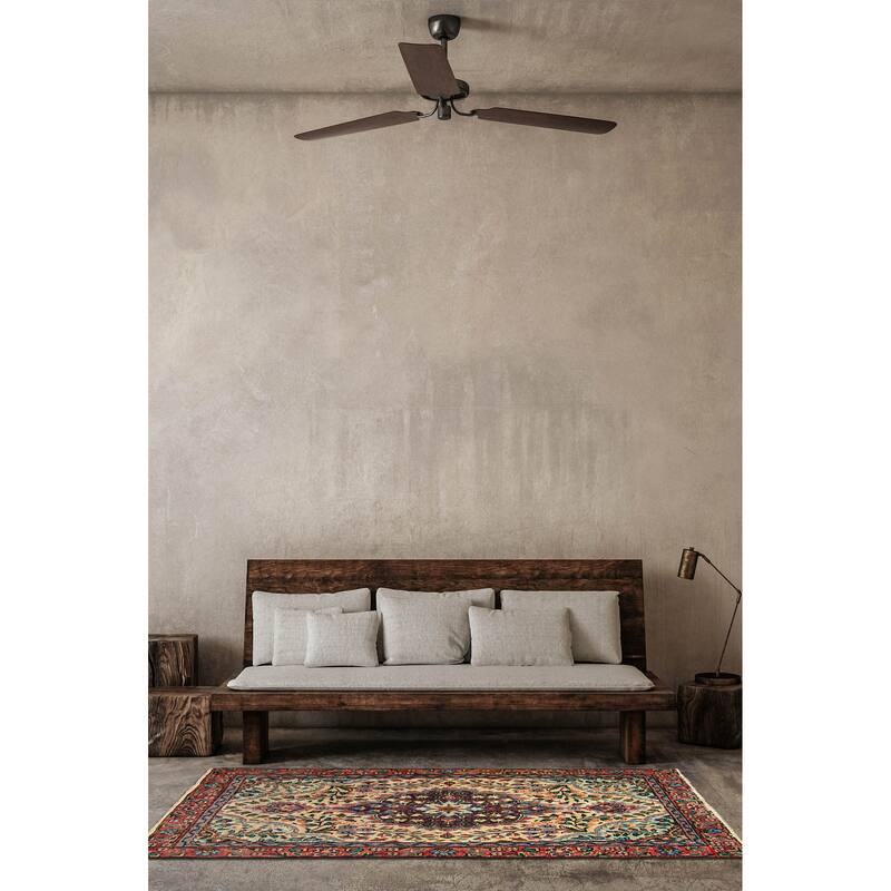 ECARPETGALLERY Hand-knotted Antalya Vintage Cream Wool Rug - 3'0 x 4'9