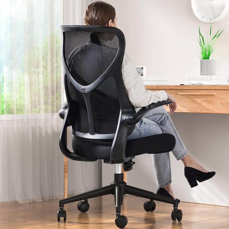 Ergonomic Office Desk Computer Chair - 20.08"D x 26.37"W x 48.03"H - Black