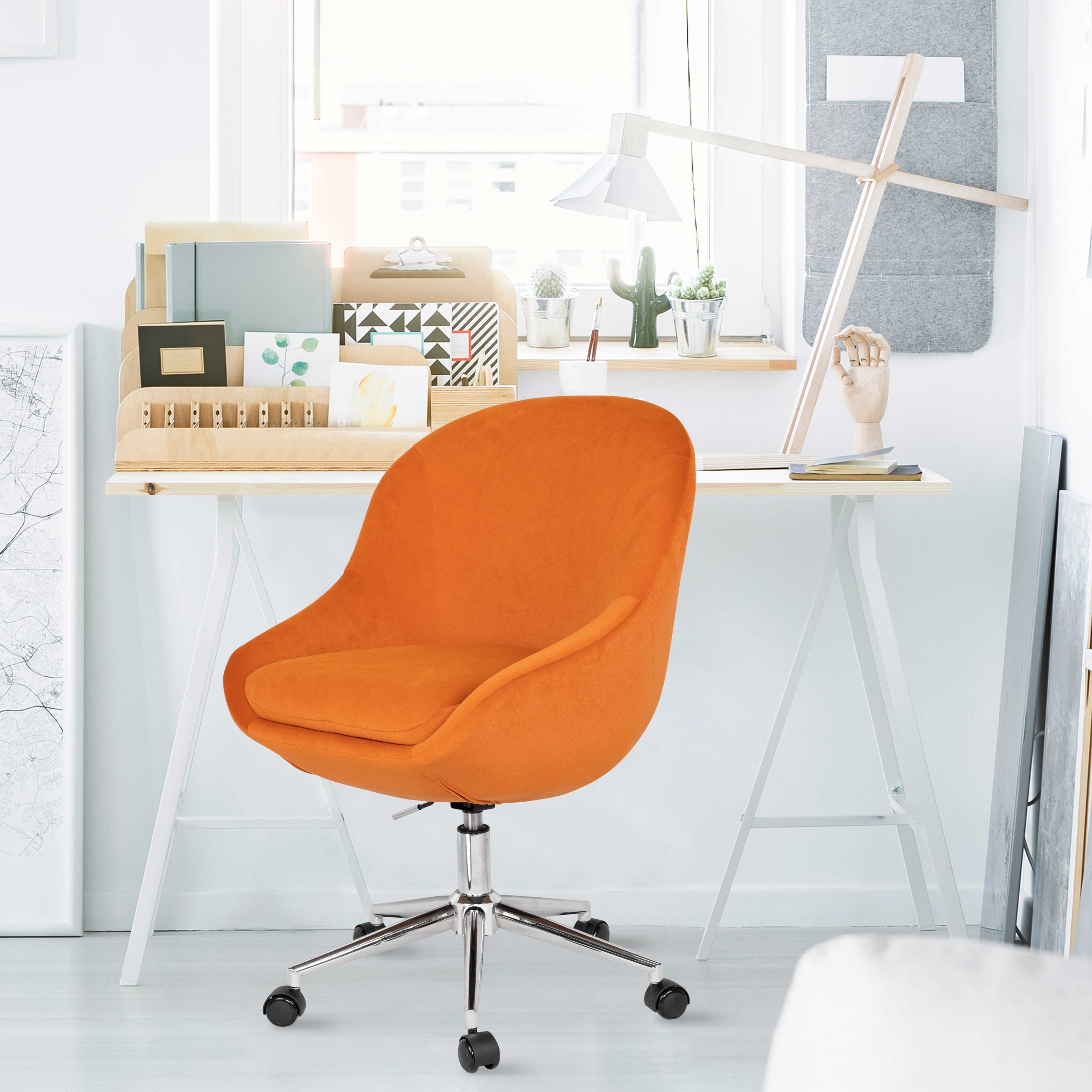 Orange velvet office chair clearance