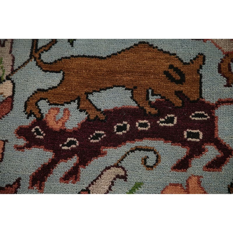 Animals Hunting Design Ziegler Rug Hand-Knotted Oriental Wool Carpet - 8'10"x 11'11"