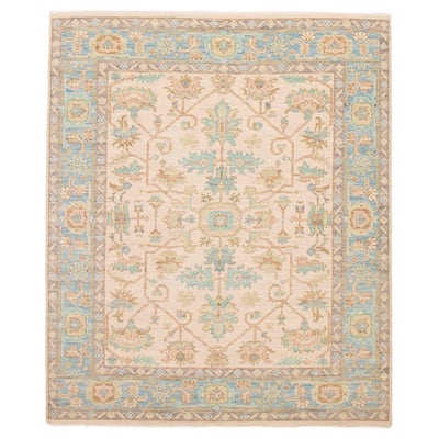 ECARPETGALLERY Hand-knotted Modern Oushak Ivory Wool Rug - 8' 2" x 9' 11"