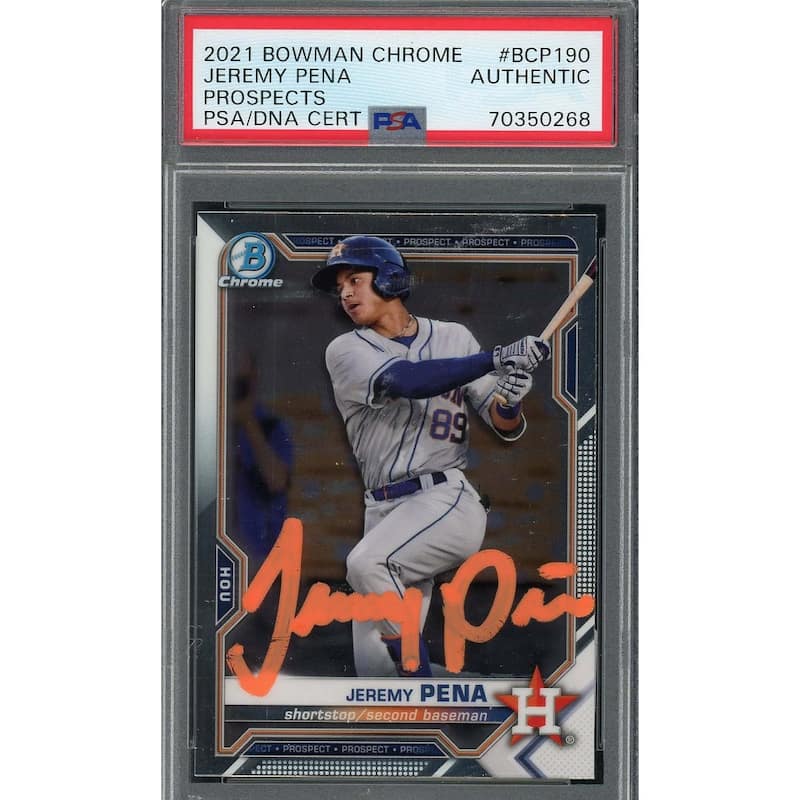 Jeremy Pena 2021 Bowman Chrome Signed Rookie Card #BCP190 Auto PSA 70350268 - 8'6" x 11'6"