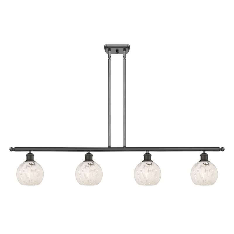 Innovations Lighting 516-4I-9-48-White Mouchette-Indoor Pendant White - Oil Rubbed Bronze / White Mouchette