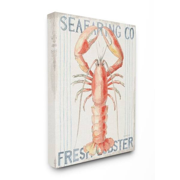 Shop Stupell Industries Nautical Lobster Seafood Sign Blue Red Watercolor Canvas Wall Art Overstock 31417555