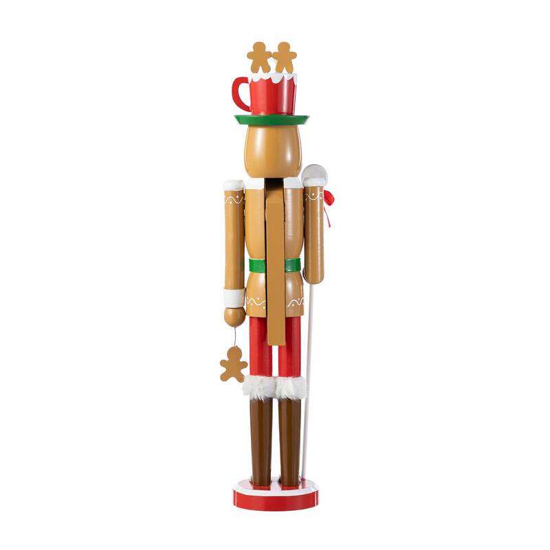 Glitzhome 24"H Wooden Christmas Gingerbread Man or Elf Dog Nutcracker