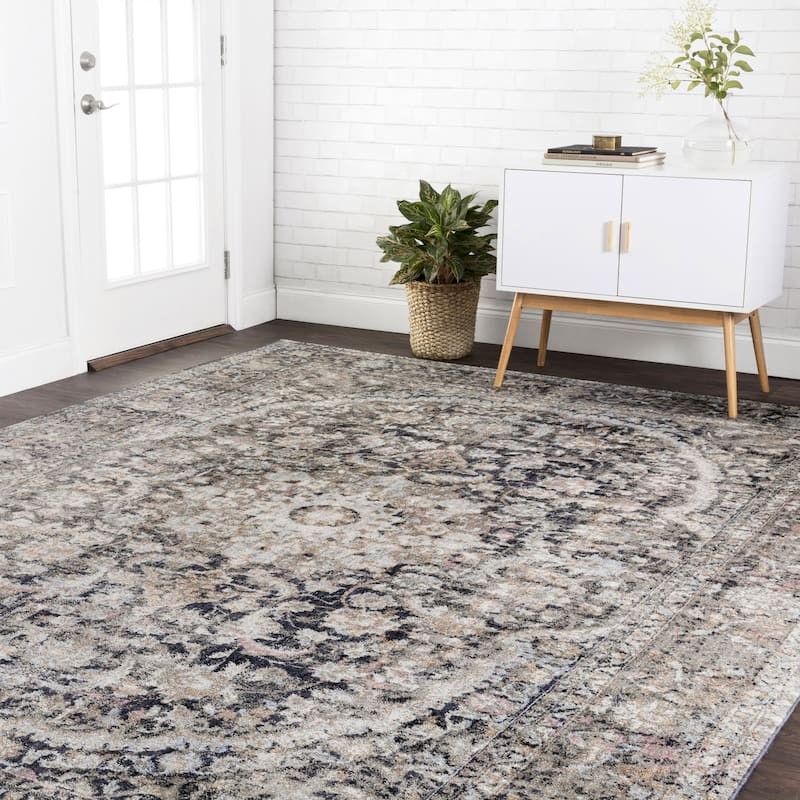 Alexander Home Contessa Distressed Antique Charcoal Medallion Rug