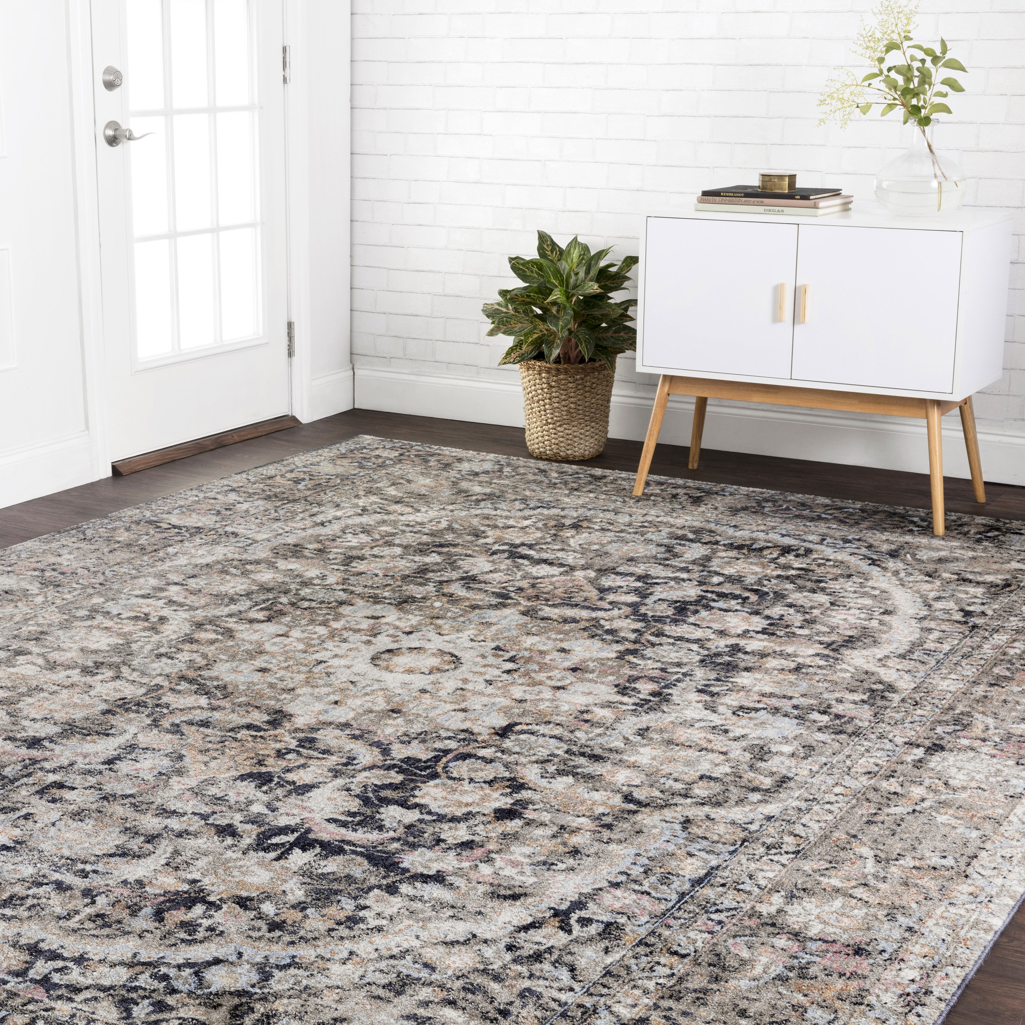 Alexander Home Contessa Distressed Antique Charcoal Medallion Rug