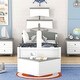 preview thumbnail 2 of 7, Gray Twin Size Pine Wood Boat-Shaped Platform Bed with Trundle and Storage, Sturdy Slats and Rails