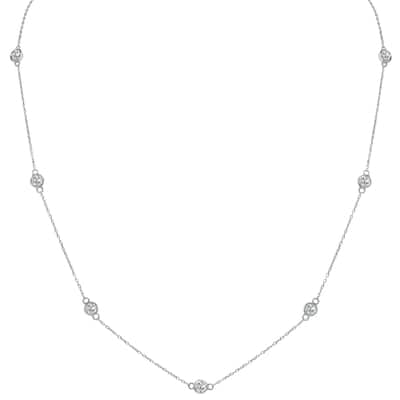 Marquee 1.50 Carat TW Bezel Set Lab Grown Diamond Station Necklace in 14K White Gold