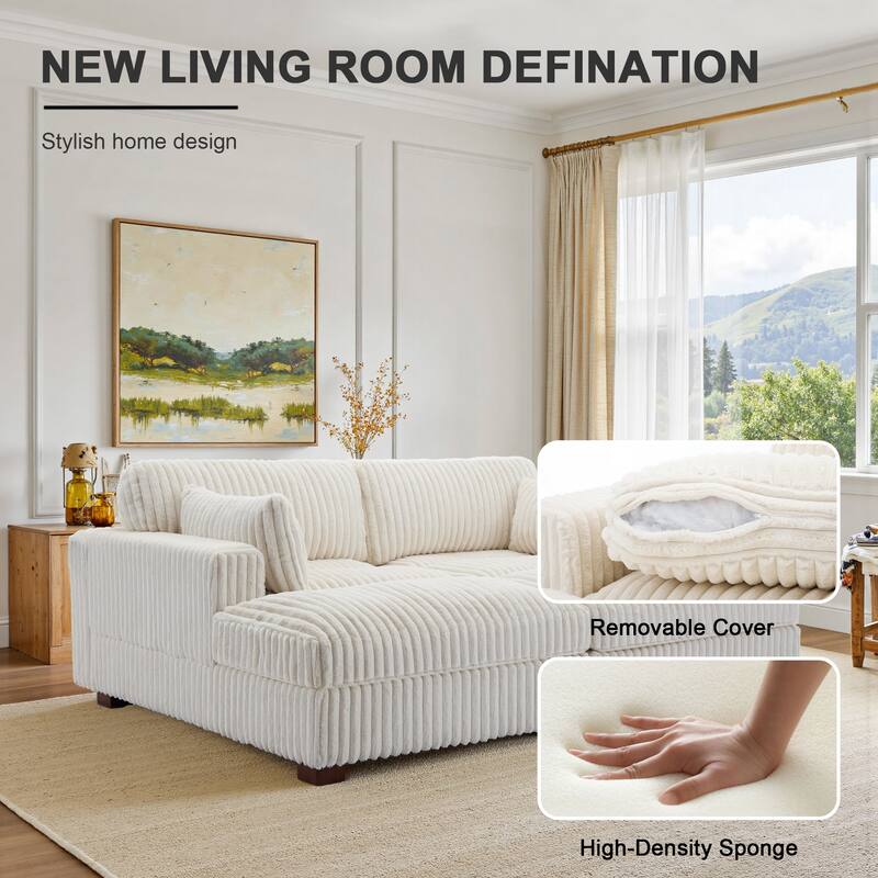 Modern Modular Flannel Fabric Upholstered Sectional Sofa with Square Arm