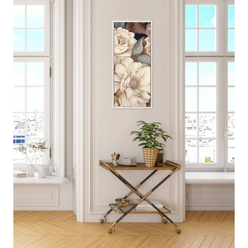 Sylvie Beaded Retro Glam Floral Framed Canvas by Creative Bunch Studio