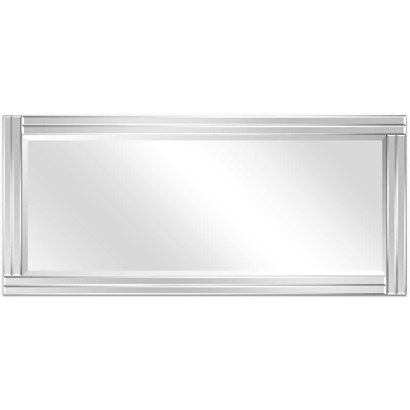 Moderno Stepped Beveled Rectangle Wall Mirror, Solid Wood Frame, 1"-Beveled Center Mirror, Ready to Hang - Clear
