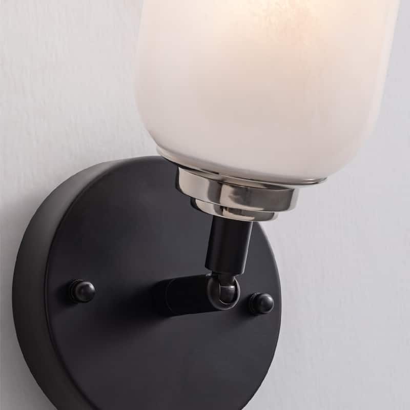 Vidalite Seren 1-Light Matte Black Rotatable Wall Sconce Light with Handmade Glass Shades, Modern Style Wall Lamp - 11" x 5"