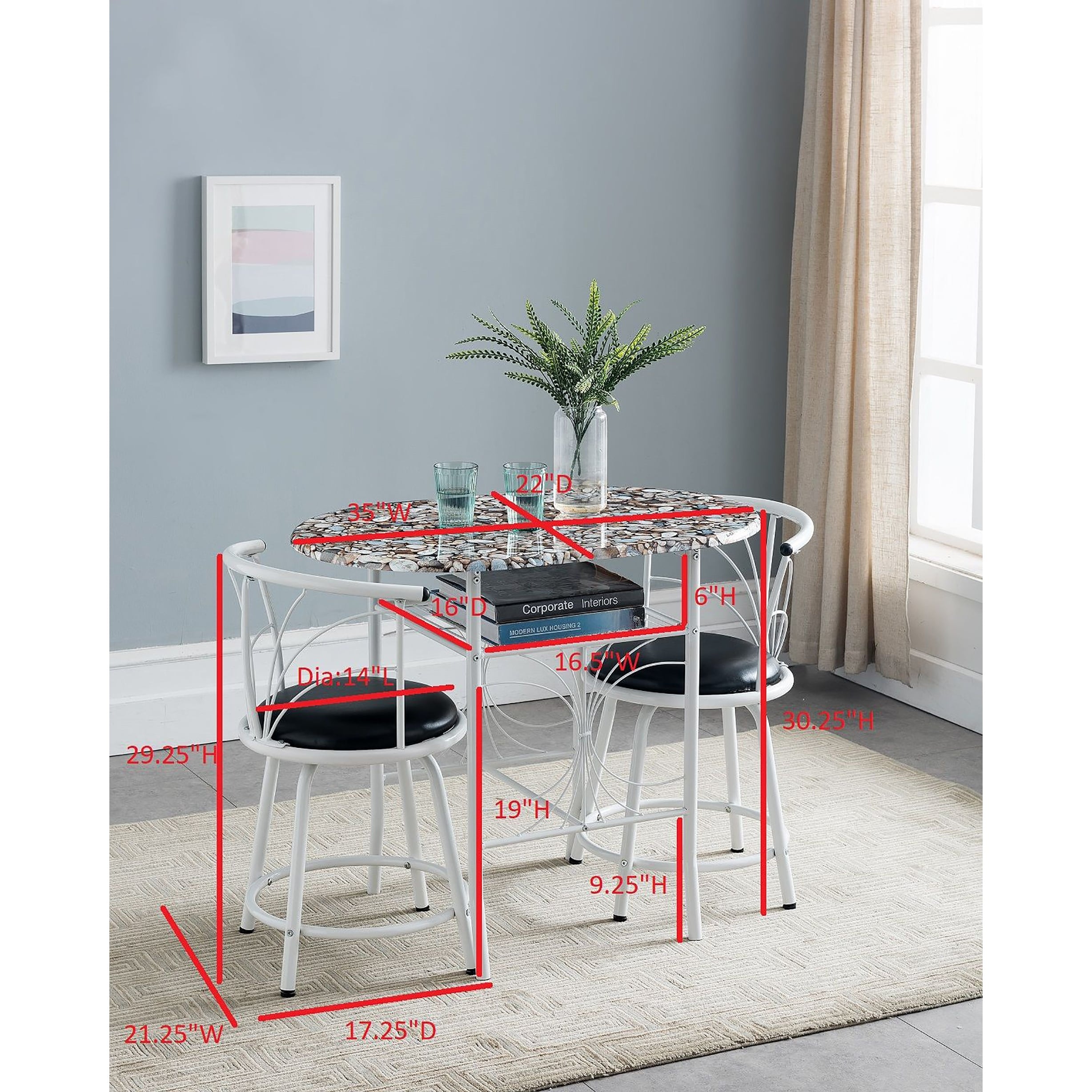Volmer 3 piece dining set 2025