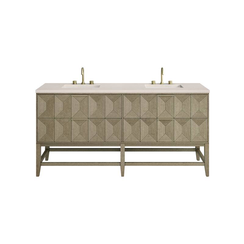 James Martin Vanities Emmeline 72" Double Vanity, Pebble Oak