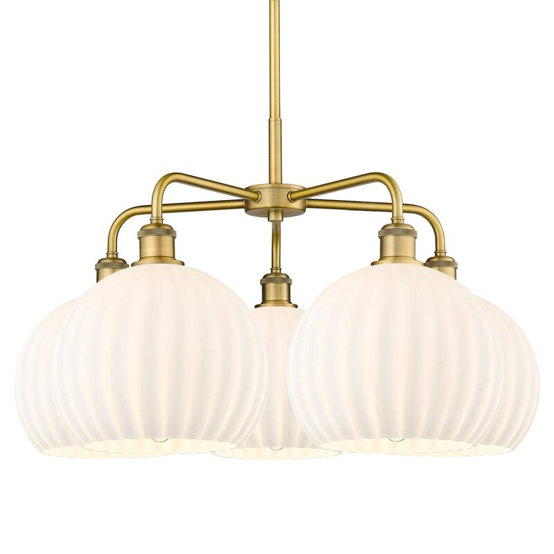 Innovations Lighting 516-5C-18-28-White Venetian-Indoor Chandelier - Brushed Brass / White Venetian