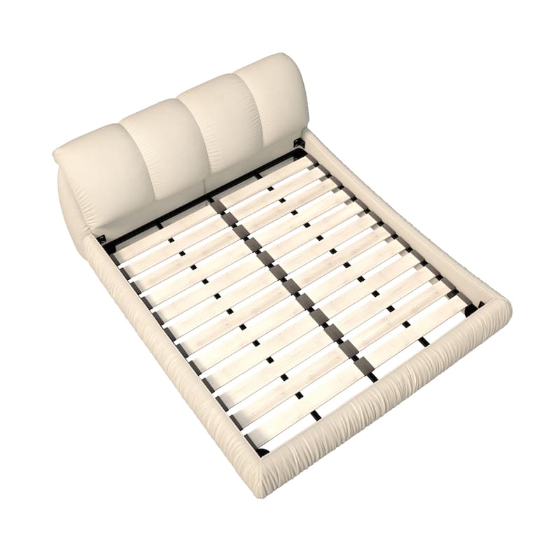 King Size Upholstered Platform Bed with Oversized Padded Backrest