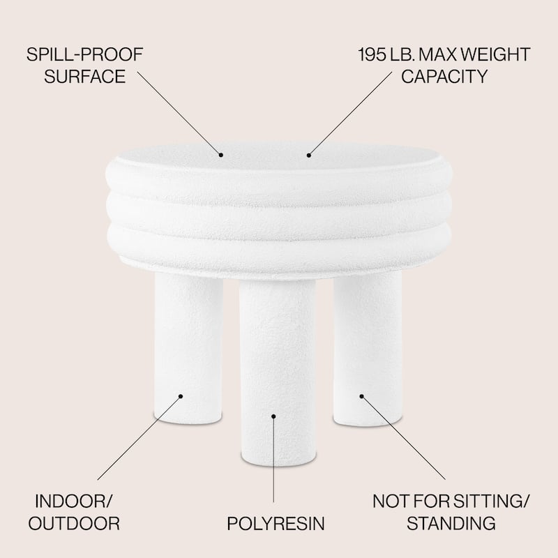 Evans 13.5" Contemporary Minimalist Curvy Low Accent Table , by JONATHAN Y