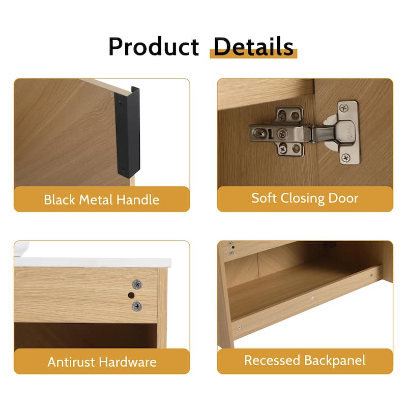 Bathroom Vanity With Sink In 30/36 Inch, Floating Bathroom Vanity With 2 Soft Close Doors