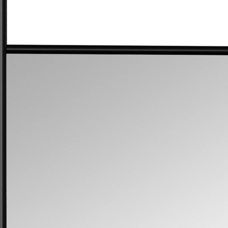 HomeRoots 71" Black Wood Leaning Ladder Framed Full Length Mirror - 31.50 in. x 70.87 in. x 1.57 in.