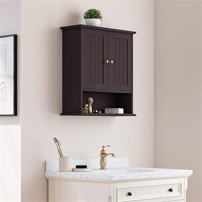 Bathroom Wall Cabinet - 7.8"D x 21.5"W x 23.6"H - Bathroom Wall Cabinet - Brown