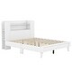 preview thumbnail 33 of 34, Twin/Full Size Platform Bed with Storage Headboard, White/Gray Finish, Durable Particle Board Construction, for teenagers.