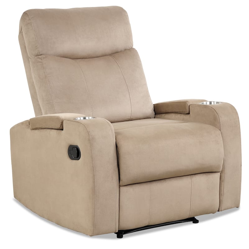 Costway Recliner Chair Single Sofa Lounger with Arm Storage & Cup - Light Brown