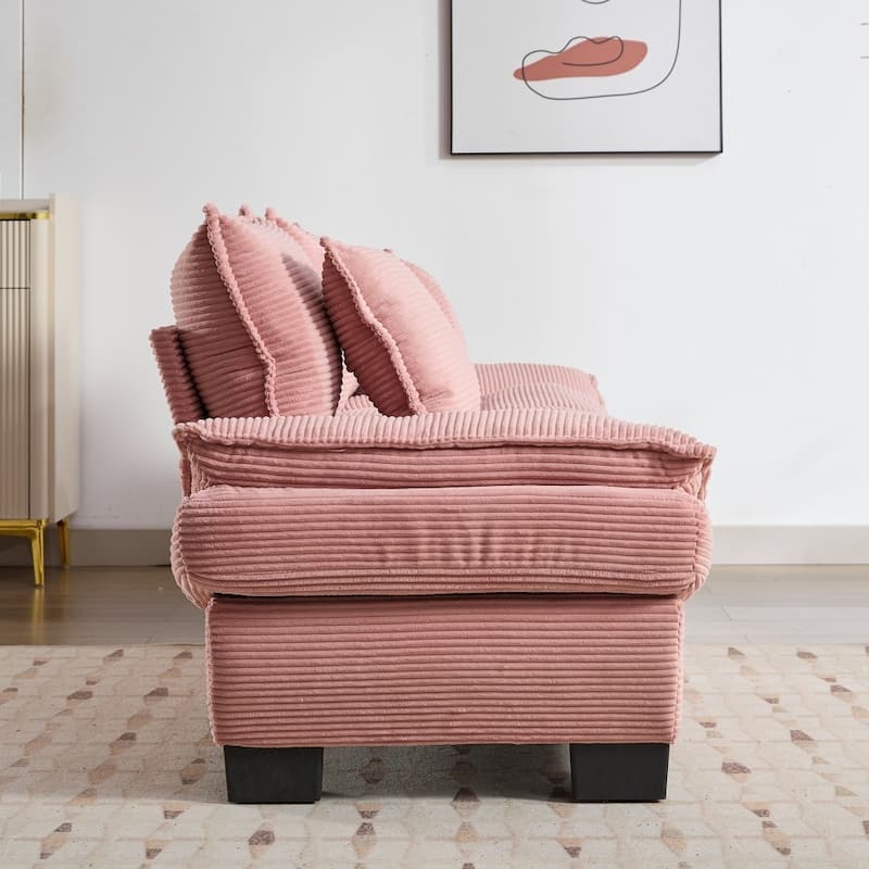 84" Corduroy Sleeper Couch Upholstered Deep Seat Loveseat Sofa with Pillows