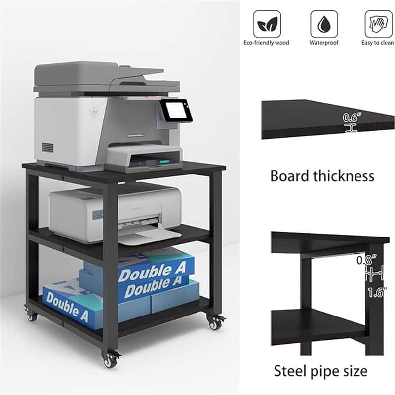 3-Tier Laser Printer Cart - 19.7 x 19.7 x 22.6