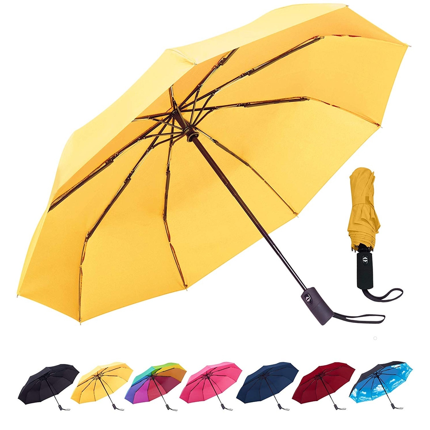 Shop Rain Mate Compact Travel Umbrella Windproof Reinforced Yellow Size One Size One Size Overstock 29352981