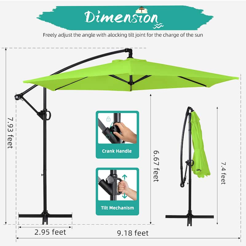 Futzca 9FT Outdoor Hanging Offset Patio Umbrella