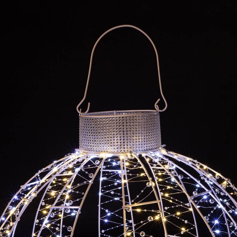 LED Lighted 3-D Ball Ornament Outdoor Christmas Decoration - 24" - Cool and Warm White