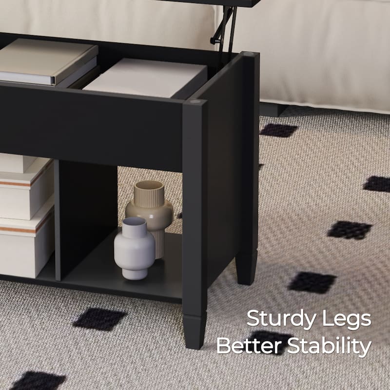 Yaheetech Lift Top Coffee Table with Hidden Compartment for Living Room, Black