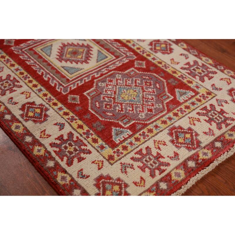 Red Kazak Oriental Foyer Rug Hand-Knotted Wool Carpet - 2'0"x 3'0"