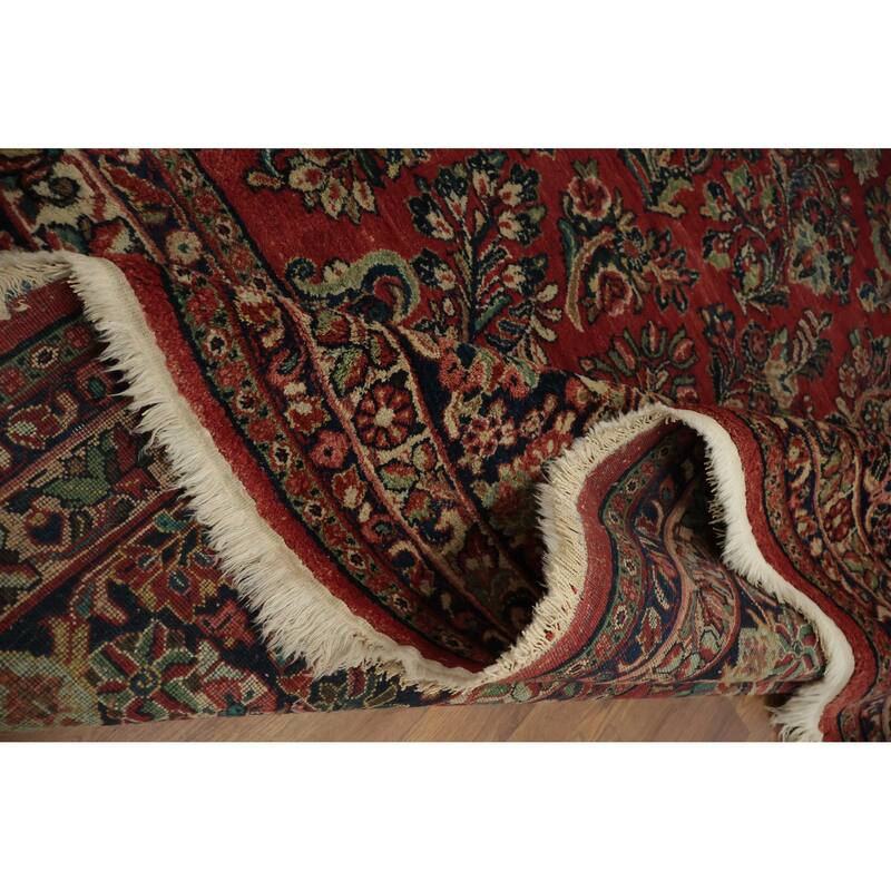 Hand Knotted Oriental 100% Wool Carpet Traditional Floral Oranges & Rust Sarouk Area Rug - 21' 3'' X 10' 7''