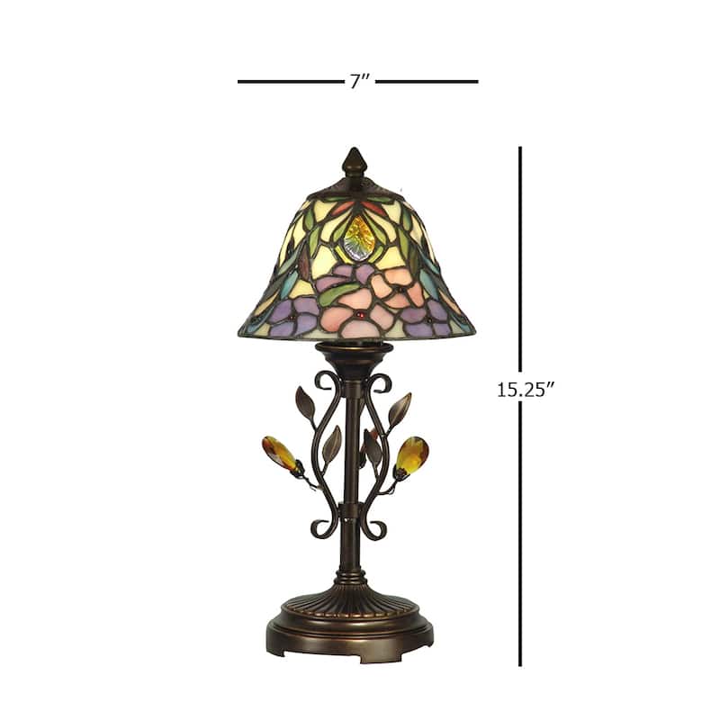 Crystal Peony Tiffany Accent Table Lamp