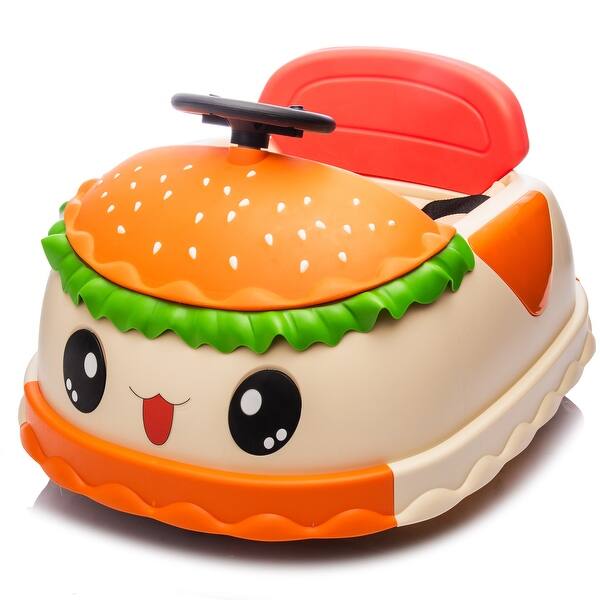 slide 2 of 20, 12V Kids Ride On Electric Bumper Car W/Parents Control,Cute&Realistic Hamburger Design,360 Degree Rotation,Storing Space Yellow