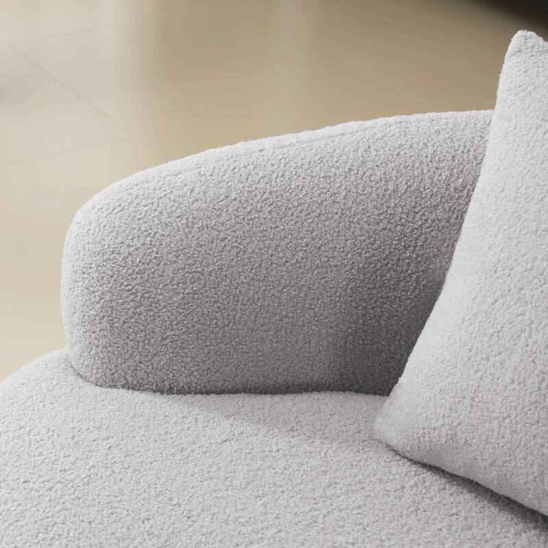 Curved Loveseat Sofa with Round Armrests - Compression Couch with 2 Pillows