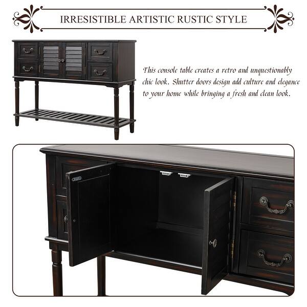 Merax Console Table With 4 Storage Drawers For Entryway Sofa Table With Shutter Doors Overstock 31836146