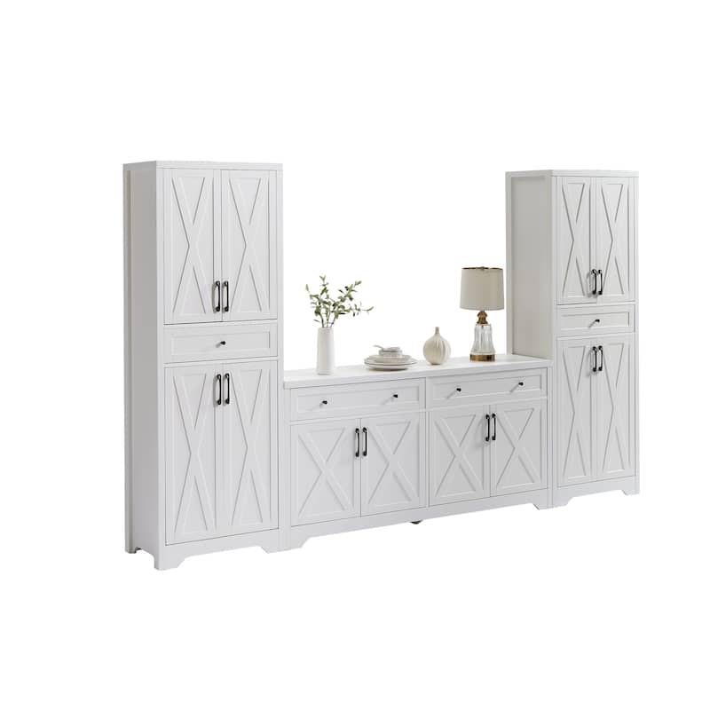 Framehouse 4-Piece Wall Unit Entertainment Center with Cabinet for TVs Up to 70"