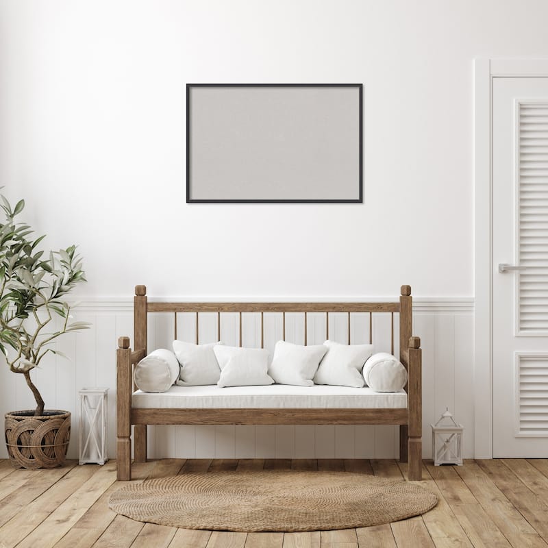 Stylish Black Narrow Wood Framed Grey Corkboard Bulletin Board