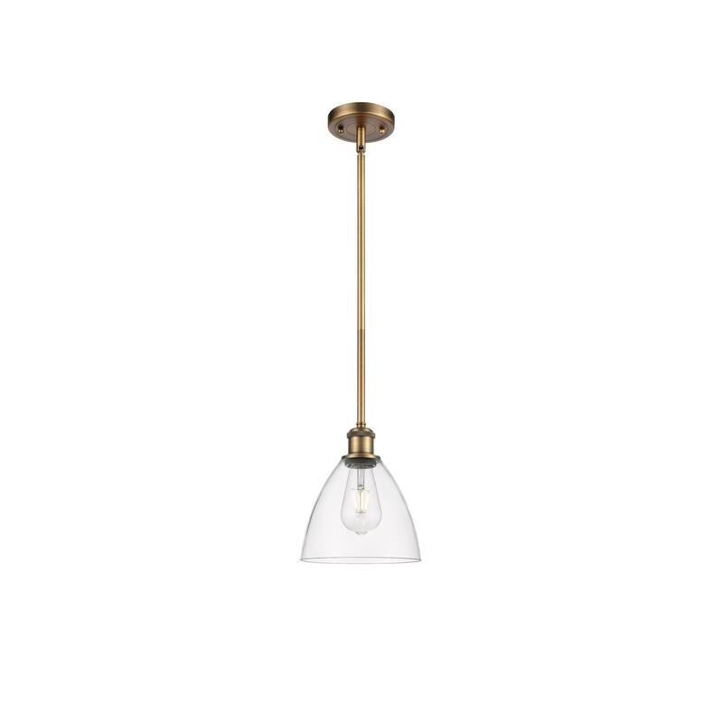 Innovations Lighting Bristol Glass 1 Light 8" Mini Pendant - Clear/Brushed Brass