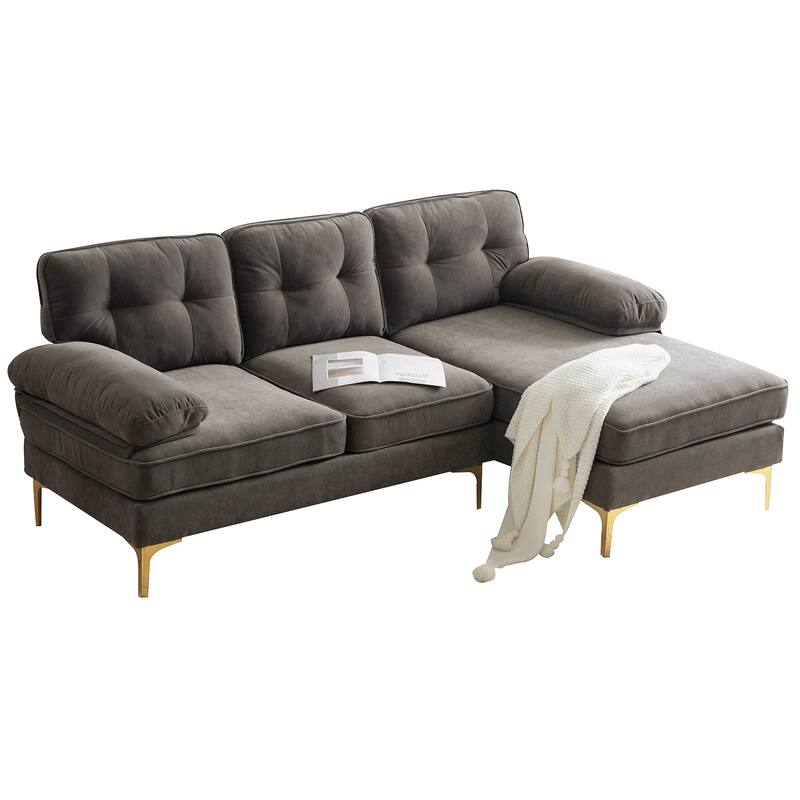 83" Modern Sectional Sofas Couches Velvet L Shaped Couches