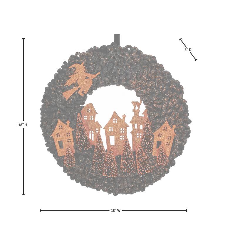 18' Halloween Spooky Town Wreath