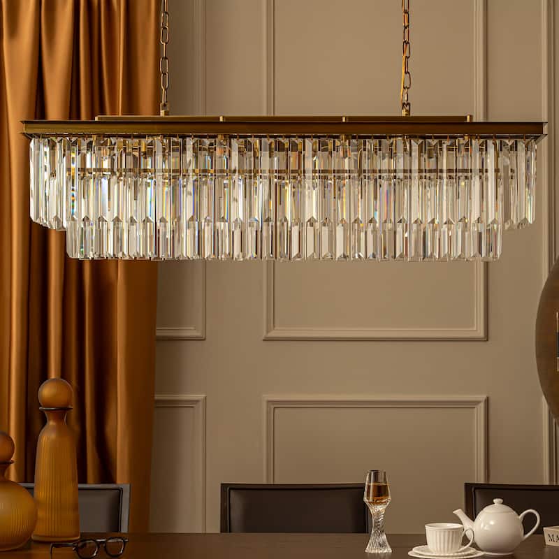 12-Light Glam Fringe Crystal Chandelier for Dining Room