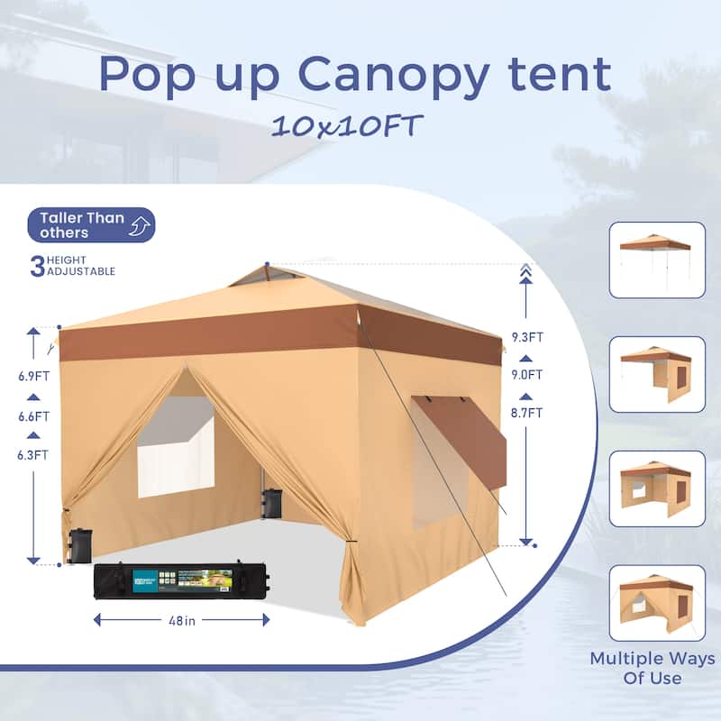 10' x 10' Pop Up Outdoor Canopy Tent Commercial Instant Reinforce Canopies with Wheeled Carry Bag